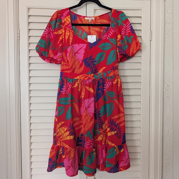 NWT Skies are Blue Vibrant Leaf Dress - Picture 1 of 7